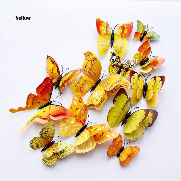 12 Double Layer Butterfly Wall Sticker Magnets - Woodland Gatherer
