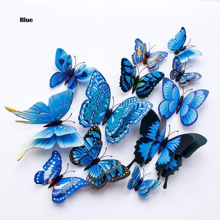 12 Double Layer Butterfly Wall Sticker Magnets - Woodland Gatherer