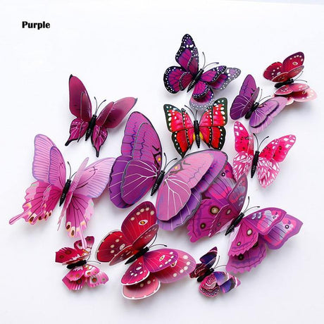 12 Double Layer Butterfly Wall Sticker Magnets - Woodland Gatherer
