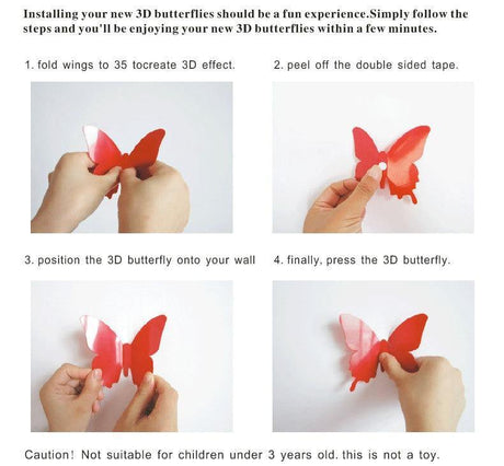 12 Double Layer Butterfly Wall Sticker Magnets - Woodland Gatherer