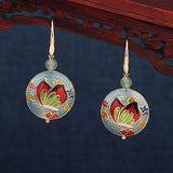 Vintage Flower Cloisonné Enamel Earrings