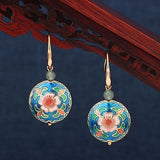 Vintage Flower Cloisonné Enamel Earrings