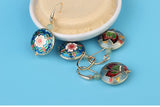 Vintage Flower Cloisonné Enamel Earrings