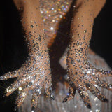 Luxurious Sparkly Crystal Mesh Long Gloves