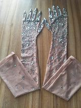 Luxurious Sparkly Crystal Mesh Long Gloves