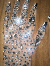 Luxurious Sparkly Crystal Mesh Long Gloves