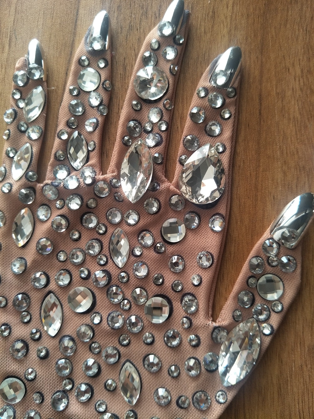 Luxurious Sparkly Crystal Mesh Long Gloves