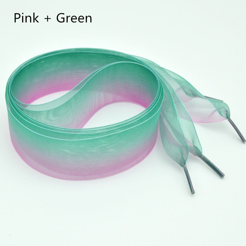 4 cm Wide Chiffon Organza Gradient Colours Shoelaces