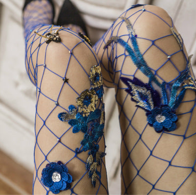 Circus Performer Embellished Fishnet Pantyhose Stockings