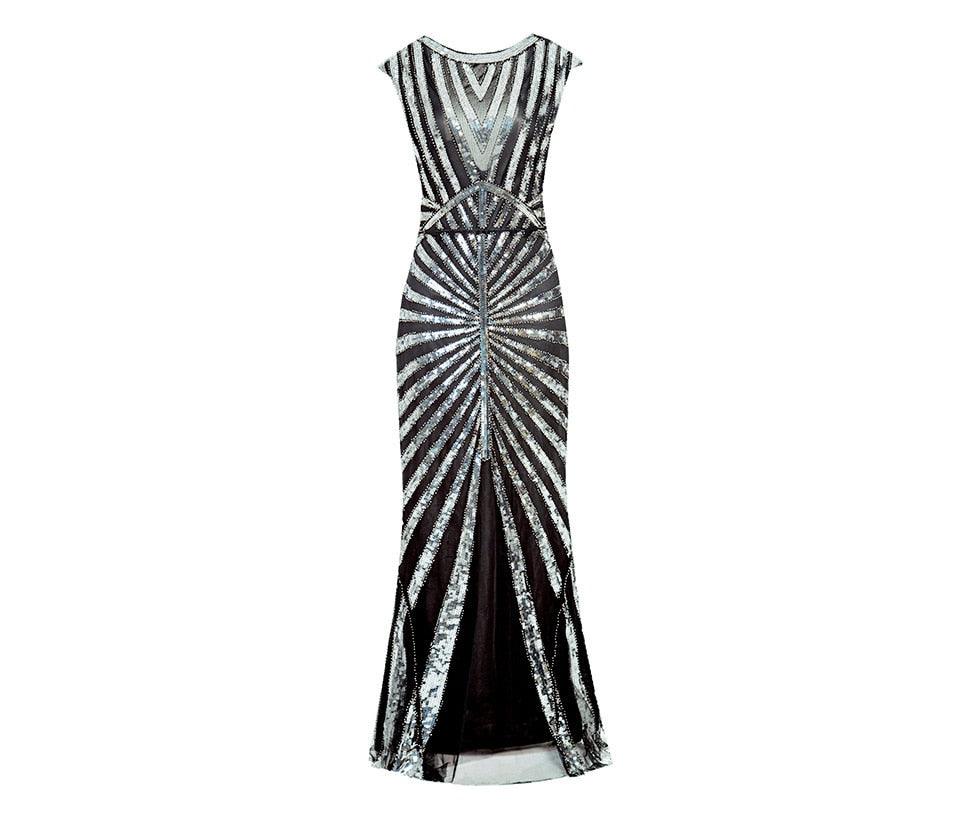 1920s Flapper Long Gown Beaded Sequin Great Gatsby Formal Party Dress Woodland Gatherer 1920s Flapper Long Gown Beaded Sequin Great Gatsby Formal Party Dress Woodland Gatherer