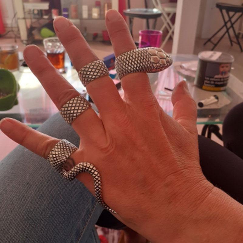 4Pcs/Set Gothic Snake Midi Ring Set | Vintage Punk Metal Knuckle Joint Rings - Woodland Gatherer