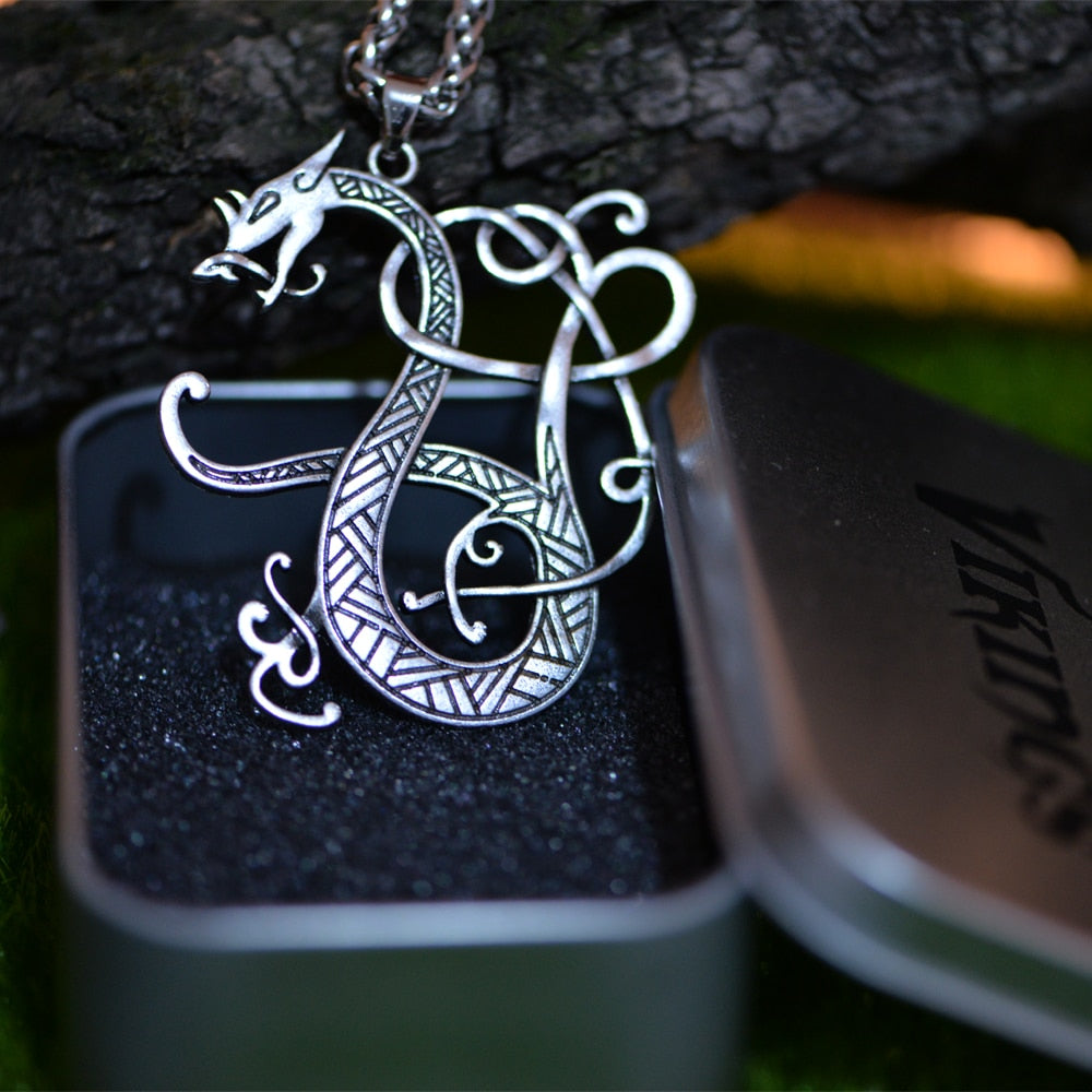 Viking Necklace Dragon Amulet Pendant Necklace Norse Talisman Jewellery