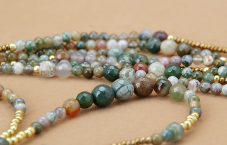 Natural India Onyx with Seed Beads 3 Layered Necklace