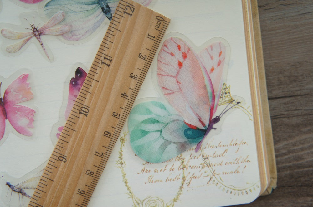 38pcs Watercolour Butterfies PVC Stickers | Scrapbooking DIY Craft