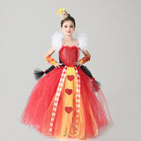 Queen of Hearts Sparkly Girls Tutu Dress Wonderland Halloween Costume
