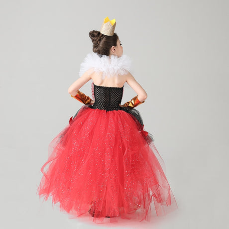 Queen of Hearts Sparkly Girls Tutu Dress Wonderland Halloween Costume