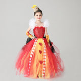 Queen of Hearts Sparkly Girls Tutu Dress Wonderland Halloween Costume