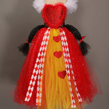 Queen of Hearts Sparkly Girls Tutu Dress Wonderland Halloween Costume