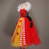 Queen of Hearts Sparkly Girls Tutu Dress Wonderland Halloween Costume