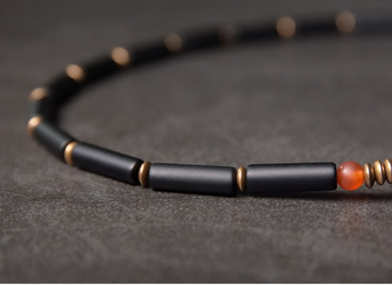 Tibetan Beads Black Onyx Bracelet Copper Healing & Protection Jewellery