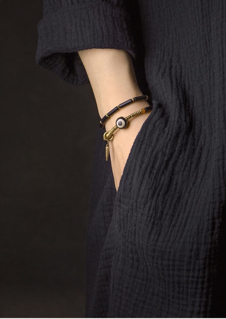 Tibetan Beads Black Onyx Bracelet Copper Healing & Protection Jewellery