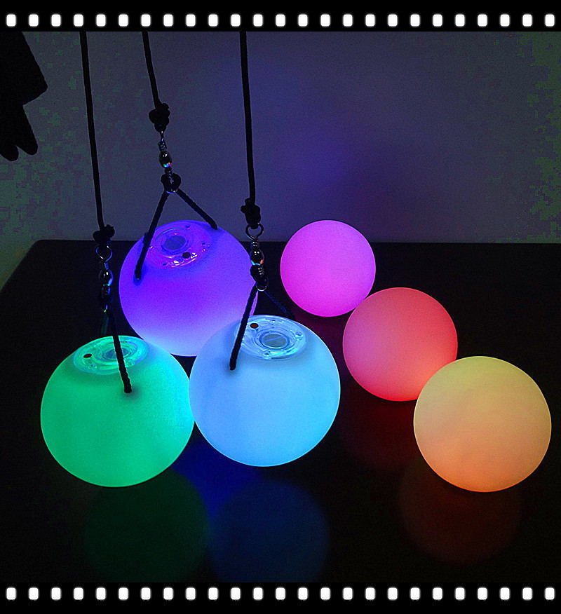 LED Twirling Poi Balls One Pair of Belly Dance Performer LED Balls