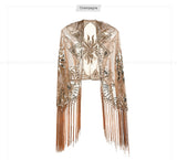Sequinned 1920s Fringed Evening Shawl