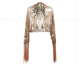 Sequinned 1920s Fringed Evening Shawl