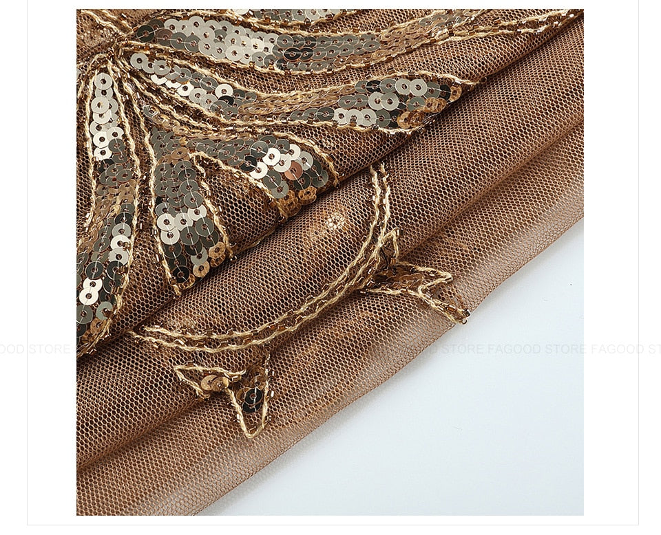 Sequinned 1920s Fringed Evening Shawl