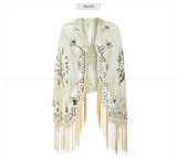 Sequinned 1920s Fringed Evening Shawl