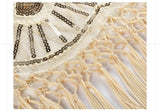 Sequinned 1920s Fringed Evening Shawl