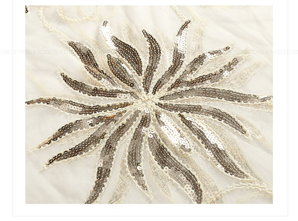 Sequinned 1920s Fringed Evening Shawl
