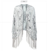 Sequinned 1920s Fringed Evening Shawl