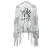 Sequinned 1920s Fringed Evening Shawl