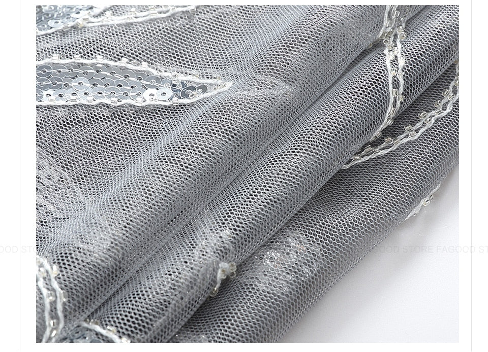Sequinned 1920s Fringed Evening Shawl