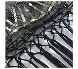Sequinned 1920s Fringed Evening Shawl