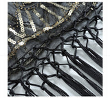 Sequinned 1920s Fringed Evening Shawl