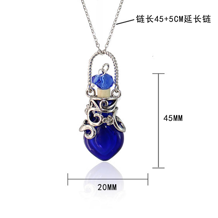 Fairy Heart Potion Bottle Glass Perfume Necklace Essential Oil Bottle Pendants