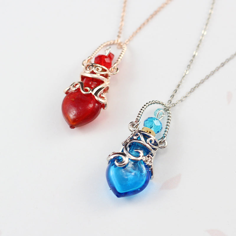 Fairy Heart Potion Bottle Glass Perfume Necklace Essential Oil Bottle Pendants
