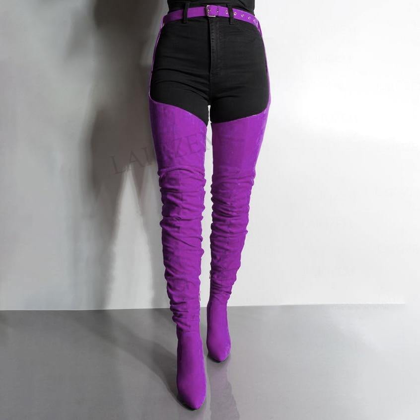 Purple Boots Size 14 Womens Knee High Boots Plus Size Purple Over