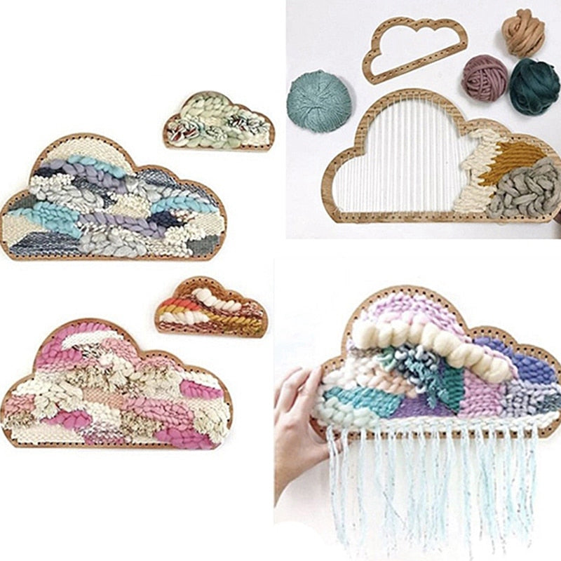 Set of Three Wooden Cloud Shape Knitting Loom DIY Craft