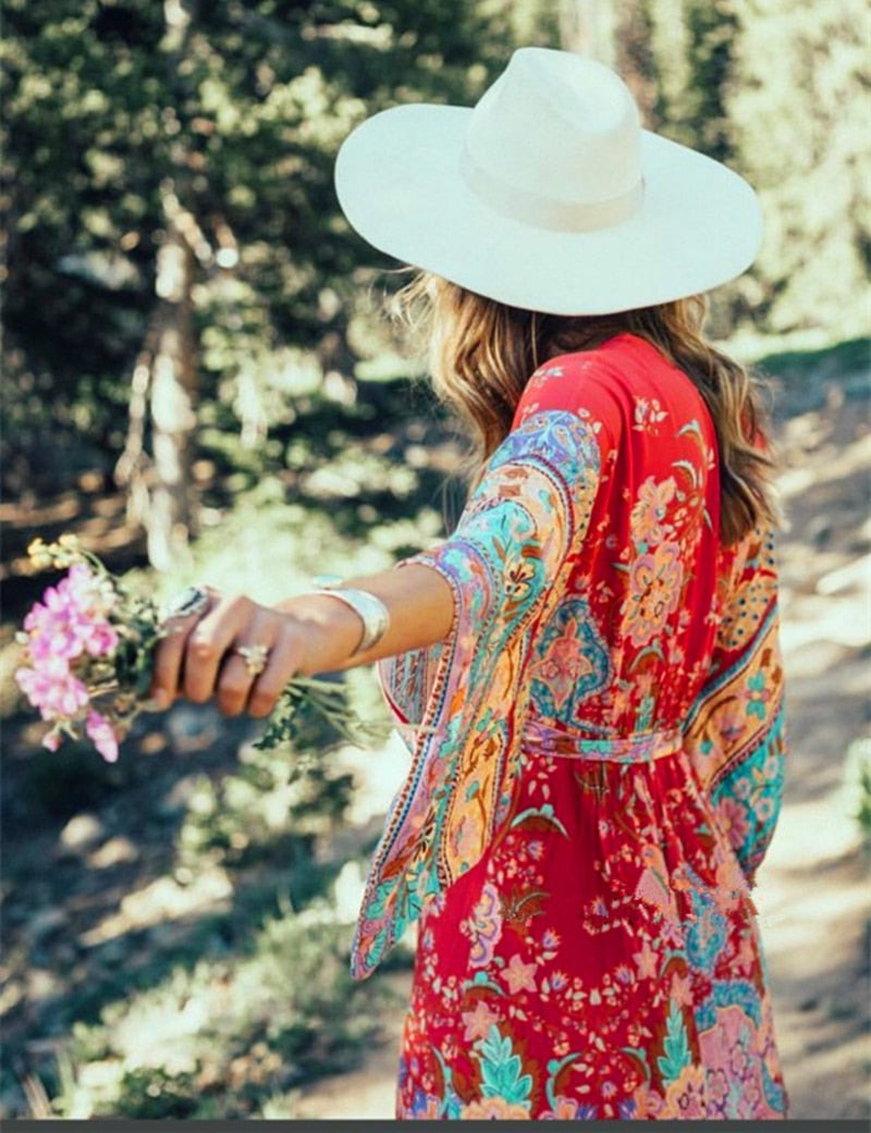 Boho Maxi Kimono Dress