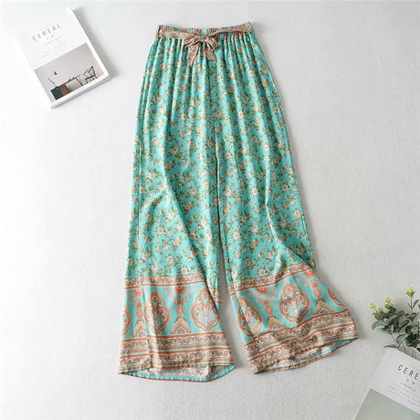 Two Piece Pale Mint Green Boho Wide Leg Pant & Matching Camis Set
