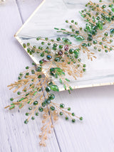 Green Envy Crystal Hair Vine Hair Piece Bridal Gold Hair Accessories & Earrings