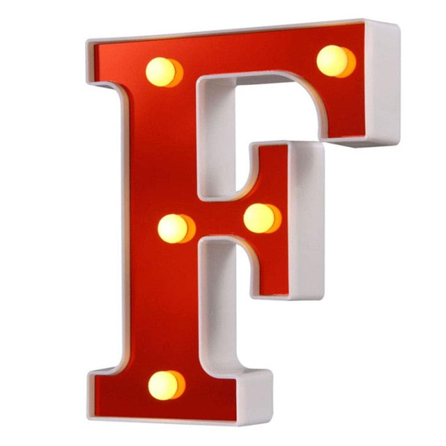 Red Circus Letters LED Light 26 Letters & 10 Numbers & Hearts