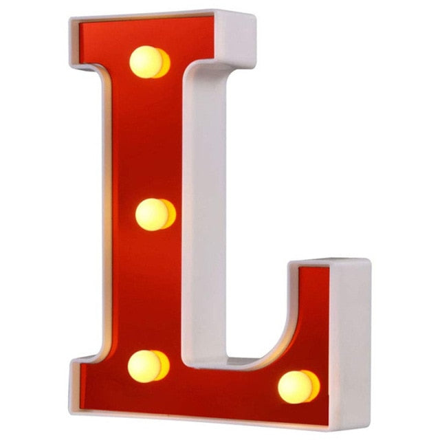 Red Circus Letters LED Light 26 Letters & 10 Numbers & Hearts