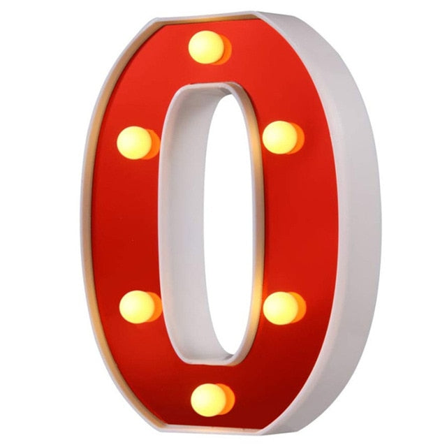 Red Circus Letters LED Light 26 Letters & 10 Numbers & Hearts