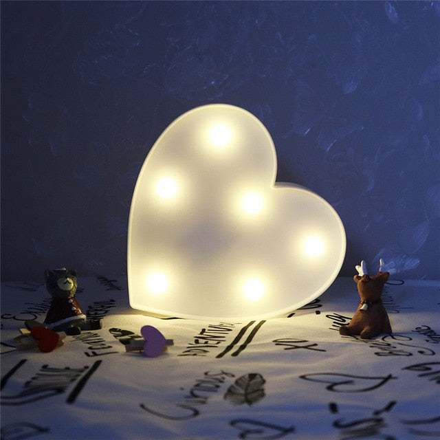 Red Circus Letters LED Light 26 Letters & 10 Numbers & Hearts