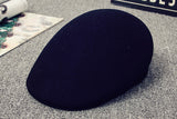 Wool Felt Cabbie Ascot Ivy Cap - Camel Black Red