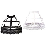 Lolita Fishbone Hollow Bird Cage Skirt Victorian Petticoat 2 Hoops Crinoline Embroidery Floral Lace Underskirt